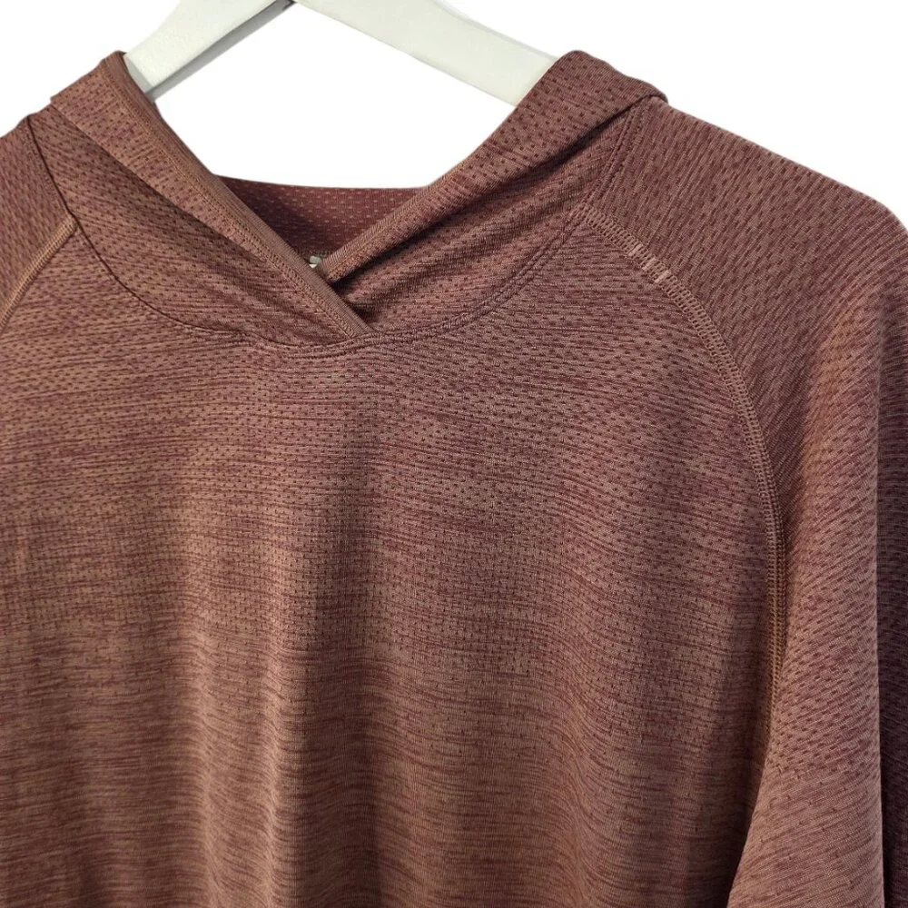 Lululemon Men's Metal Vent Tech Long Sleeve Hoodie, Heathered Red, Size L - Picture 7 of 8